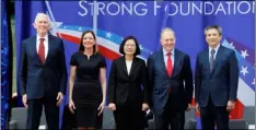  ??  ?? From leFt; Chairman of the American Institute in taiwan (AIt) James moriarty, US Assistant Secretary of State for education and Culture Affairs marie royce, taiwan’s President tsai Ing-wen, overseas Buildings office Principal Deputy Director Ambassador...