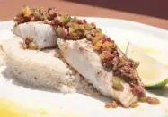  ??  ?? Mahi Mahi with Lime Butter Chorizo