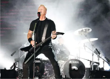  ?? KEVIN WINTER ?? Rock giants Metallica don’t often make it up this way, so don’t miss the chance to see them live at Sasktel Centre on Saturday night.