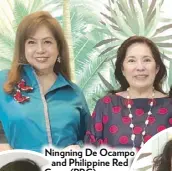  ??  ?? Ningning De Ocampo and Philippine Red Cross (PRC) governor Baby Ortiz