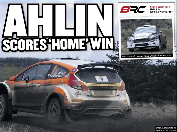  ??  ?? Puncture and bogeys ruled Evans out of win shot Swede Ahlin was at home in fast forests