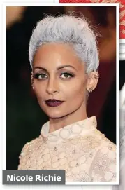  ??  ?? Nicole Richie
Young celebritie­s dying their hair grey has eased the way for older women in the public eye to let their naturally silver tresses shine through