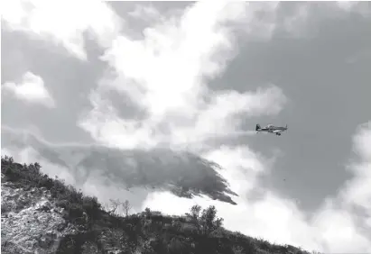  ?? Foto: Facebook Plan Infoca ?? Löschflugz­eug im Einsatz beim Waldbrand nahe der A-355 und A-7103.