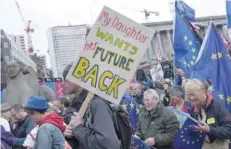  ?? — AFP ?? Protesters set off on an anti-brexit march, organised by the ‘Best For Britain’ campaign group, in central Birmingham on Sunday, on the sidelines of the Conservati­ve Party Conference 2018.