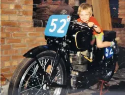  ??  ?? Andy as a three-year old on the same bike he rode during our visit (right)