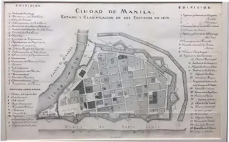  ??  ?? Ciudad de Manila: Estado y Clasificac­ion de Sus Edificios en 1870, by J. Cavada y Mendez de Vigo, Agustin de la Oppel (Manila, 1876).