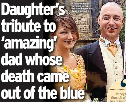  ?? ?? Charlotte Harper with her father, Michael Payne, who took his own life