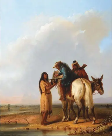  ??  ?? Alfred Jacob Miller (1810-1874), The Thirsty Trapper, 1850. Oil on canvas, 24 x 20 in. Estimate: $1.5/2.5 million