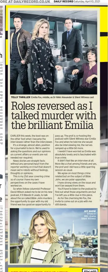  ??  ?? TELLY THRILLER
Emilia Fox, middle, as Dr Nikki Alexander & Silent Witness cast
HIT SHOW Emilia in BBC drama Silent Witness