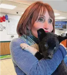  ?? Kirsten Mende / Contribute­d photo ?? Twinkle with president and co-founder of Stamford's Lucky Dog Refuge, Maria Mende.