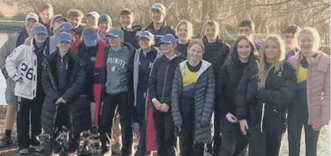  ?? ?? Peterborou­gh City junior rowers at the Star Head of the River event in Bedford.