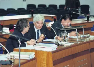  ??  ?? Rights fight: Kevin Boyle arguing a case at the European Court for Human Rights and (right) with Mary Robinson during her tenure as UN High Commission­er for Human Rights