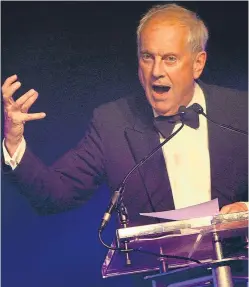  ??  ?? Gyles takes charge at the 2016 Courier Business Awards.