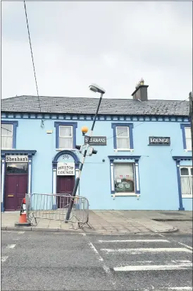  ?? (Pic: Marian Roche) ?? LEFT - A picture from January showing the pole that was askew in Kildorrery, which was repaired recently by Cork County Council. Updates on the pedestrian crossing here are not yet confirmed.