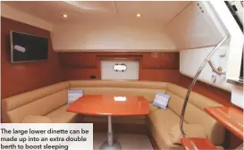  ??  ?? The large lower dinette can be made up into an extra double berth to boost sleeping