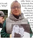  ?? ?? DESPAIR Tracey clutches pic of her son and, inset, murderer Logan Jackson