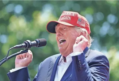  ?? SEAN RAYFORD/GETTY IMAGES ?? Former President Donald Trump campaigns on July 1, 2023, in Pickens, S.C.