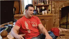  ?? Tyler Sizemore/Hearst Connecticu­t Media ?? Former Navy SEAL and Trump political operative Carl Higbie chats at his home in the Cos Cob section of Greenwich, Thursday, Sept. 5, 2019.