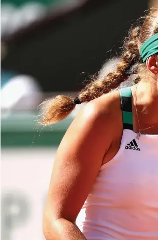  ??  ?? Latvia’s Jelena Ostapenko reacts to winning a point during the final