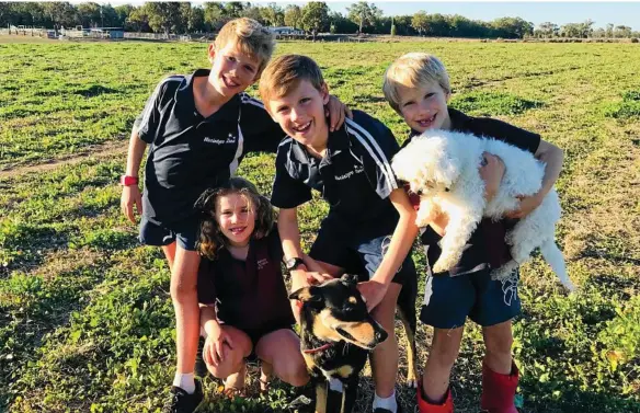  ??  ?? FARM FAMILY: Will, Stella, Zeb and Andie with their dogs Chickie and Jimmy.