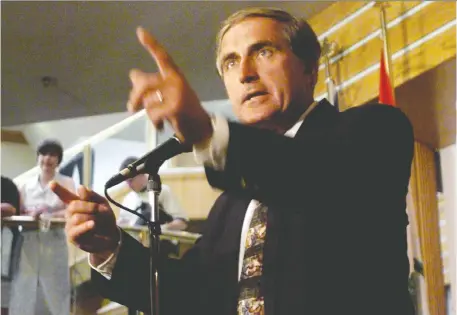  ?? AC/RC/WS ?? The COVID-19 pandemic could bring about similar lessons from Saskatchew­an’s fiscal salvation in the early 1990s. Roy Romanow, seen in a 1998 file photo when he was premier, has suggested that any prime minister would do whatever it takes to avoid provinces from going bankrupt.