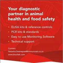  ??  ?? ELISA kits & reference controls PCR kits & standards
Easy to use Monitoring Software Technical support Your diagnostic partner in animal health and food safety Contact: Natasha.Swanepoel@immunovet.co.za www.biochek.com