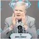  ?? ELIZABETH FLORES/STAR TRIBUNE ?? NCAA President Mark Emmert fields questions during a news conference Wednesday.