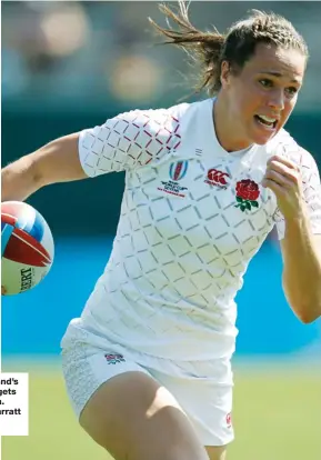  ??  ?? Take that: England’s Alex Matthews gets stuck into China. Right, Emily Scarratt runs in a try