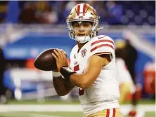  ?? Rick Osentoski / Associated Press ?? Emerging rookie Trey Lance is also perfectly acceptable, but his pairing with Garoppolo puts both at a disadvanta­ge.