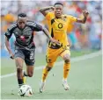  ?? AFP ?? ORLANDO Pirates’ Patrick Maswangany­i, left, seen here holding off Kaizer Chiefs’ Pule Mmodi, is urged to continue being a dribbling wizard, but to the benefit of Bafana Bafana. |