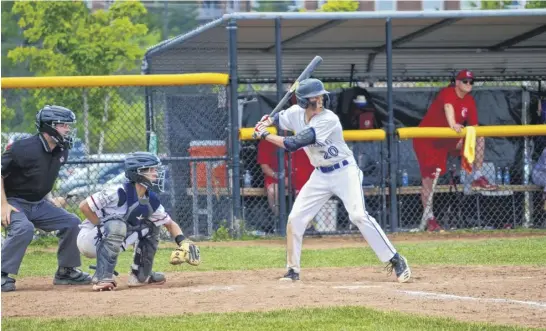  ?? JOHN MACNEIL ?? After going to the Canadian 18-and-under baseball championsh­ip last summer as part of the Nova Scotia representa­tive Hants North Jays, Kaelan Bakker (No. 20, at bat) is now part of his hometown Truro Bearcats, the new 18U AAA team in the provincial Bluenose League.