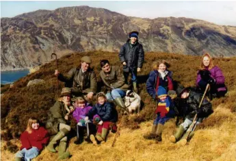  ??  ?? Annabel, left, with friends and family in 1998 by Corryvreck­an, where Orwell capsized. Right: Annabel today, Barnhill