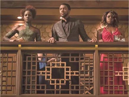  ??  ?? Lupita Nyong’o, Chadwick Boseman and Danai Gurira star in “Black Panther,” out Feb. 16. MATT KENNEDY/MARVEL STUDIOS/DISNEY