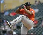  ?? CRAIG LASSIG — THE ASSOCIATED PRESS ?? Starter Luis Garcia pitched five innings in the Astros’ seven-hit shutout of the Twins that marked their second victory on Thursday.