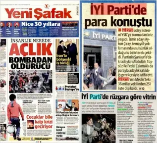  ?? ?? Hükümete yakın gazetelerd­e, İYİ Parti'nin İstanbul ve Ankara adayları geniş yer buldu.
Ancak, aynı gazeteler genel seçim öncesi İYİ Parti'ye 'İP' diyordu.