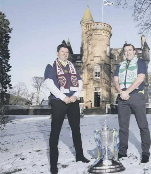  ??  ?? 0 Former Hearts boss Paulo Sergio, left, and ex-hibs manager Alan Stubbs at Carlowrie Castle, Edinburgh, ahead of Sunday’s William Hill Scottish Cup derby at Tynecastle.