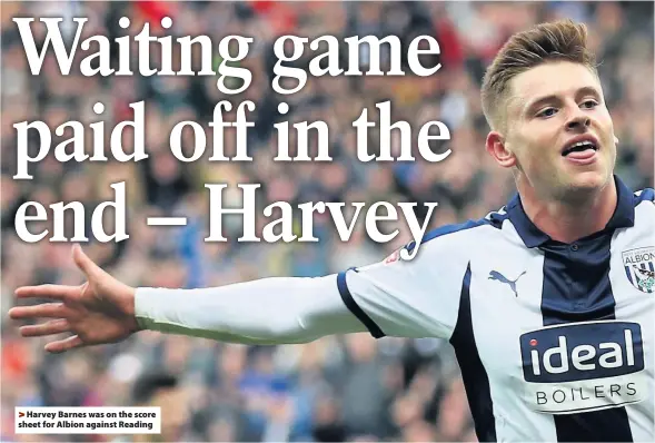  ??  ?? &gt;Harvey Barnes was on the score sheet for Albion against Reading By PAUL SUART