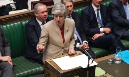  ??  ?? Theresa May addresses MPs after failing to win support for her latest attempt to get her withdrawal agreement through parliament. Photograph: UK Parliament/Mark Duffy/PA