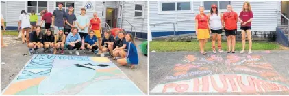  ?? Photos / Supplied ?? Te Awamutu College house pride on show in pavement art at The Big Day Ou.