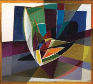  ??  ?? Werner Drewes (1899-1985), Destroyed Tranquilit­y, 1972. Oil on canvas, 357/8 x 40 in.