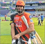  ??  ?? Sunrisers Hyderabad’s Yusuf Pathan during a practice session at the Wankhede stadium on Monday ahead of their qualifier match against CSK which is taking place on Tuesday.