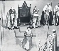  ??  ?? Coronation The stone can be seen in this image from the coronation of Queen Elizabeth II in 1952