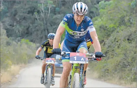  ?? Picture: FULL STOP COMMUNICAT­IONS ?? LOT TO LOSE: Andrew Hill, riding for TIB Insurance-Momsen Valley Light, will defend his PwC Great Zuurberg Trek title alongside Marco Joubert at the Zuurberg Mountain Village just outside Port Elizabeth this weekend