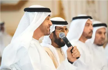  ?? WAM ?? Shaikh Mohammad Bin Zayed during a speech in Abu Dhabi yesterday said the UAE is ■ successful­ly on path to the Covid-19 pandemic recovery.