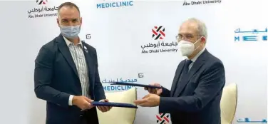  ??  ?? ↑
Abu Dhabi University and Mediclinic will cooperate to support and elevate the skills and capabiliti­es of medical personnel for the University’s staff and its students.