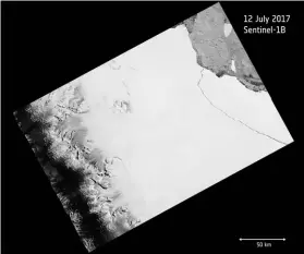  ??  ?? ►► Imagen de la fractura capturada por el satélite Sentinel 1.