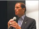  ?? Mary E. O'Leary/Hearst Connecticu­t Media / ?? Sen. Richard Blumenthal, D-Conn., tells voters to lobby friends to contact senators to reject President Donald Trump’s Supreme Court nominee.