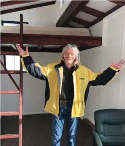  ??  ?? A former patient of WellSpace’s respite care program for homeless individual­s stands inside his tiny house, which he purchased with the help of WellSpace case managers. Sutter Health provides financial support for WellSpace’s programs.