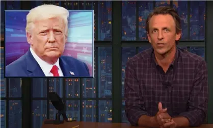  ?? Photograph: YouTube ?? Seth Meyers on Trump’s interviews with journalist Bob Woodward: ‘It was like if the Unabomber put a return address on all his packages.’