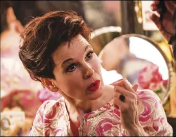  ?? David Hindley/Roadside Attraction­s via AP ?? This image released by Roadside Attraction­s shows Renée-Zellweger as Judy Garland in a scene from “Judy,” in theaters on Sept. 27.